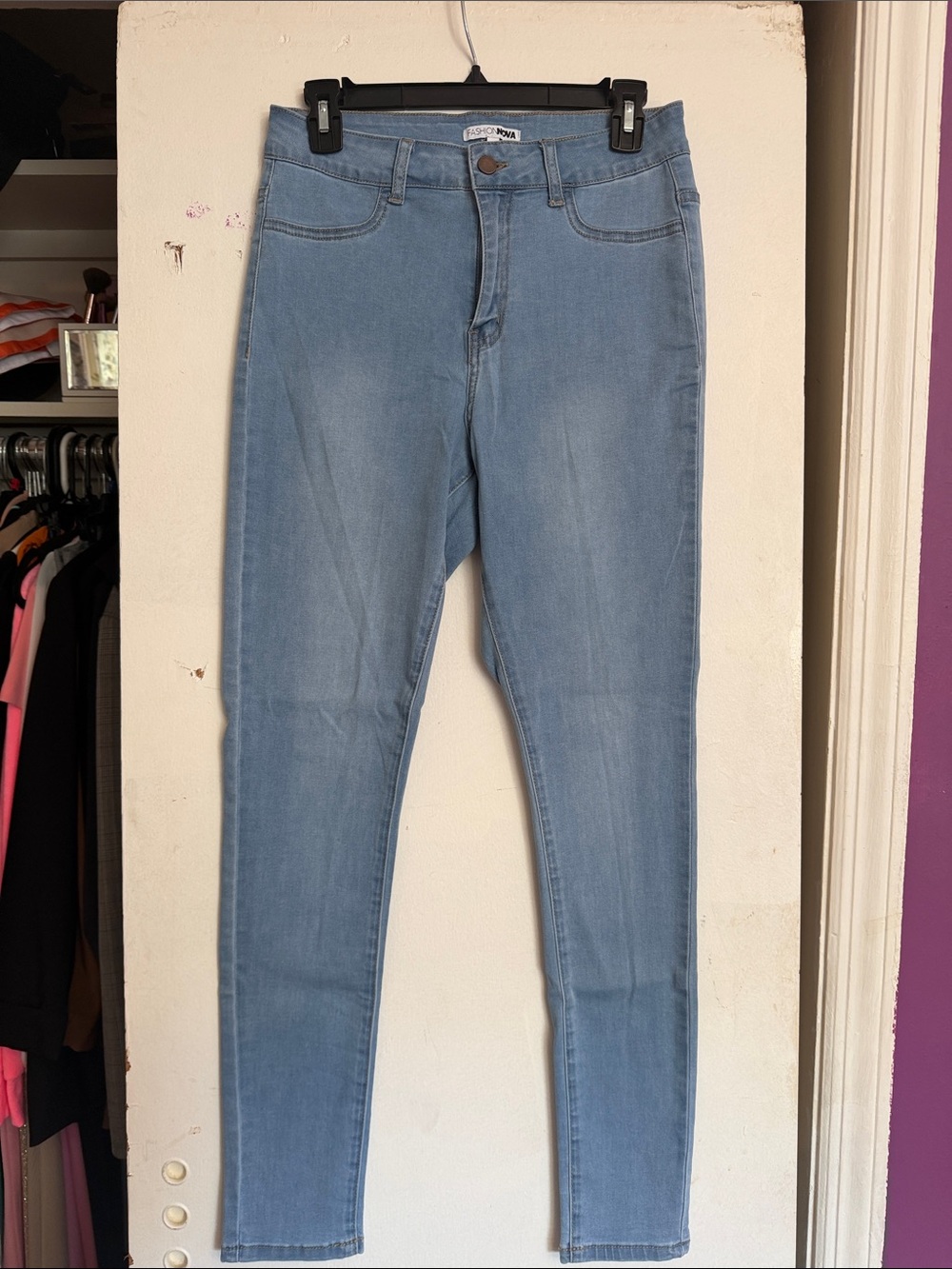 Fashion Nova Light Blue High-Rise Skinny Jeans